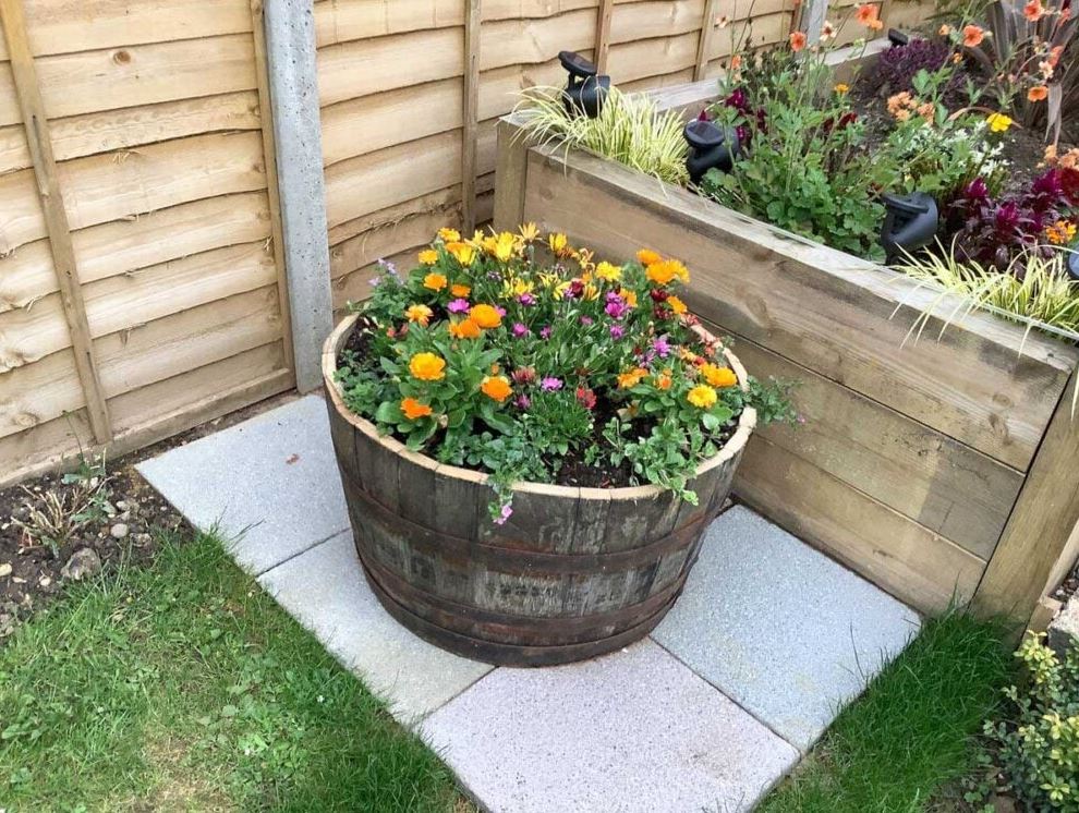 Oak Whisky Half Barrel Planters