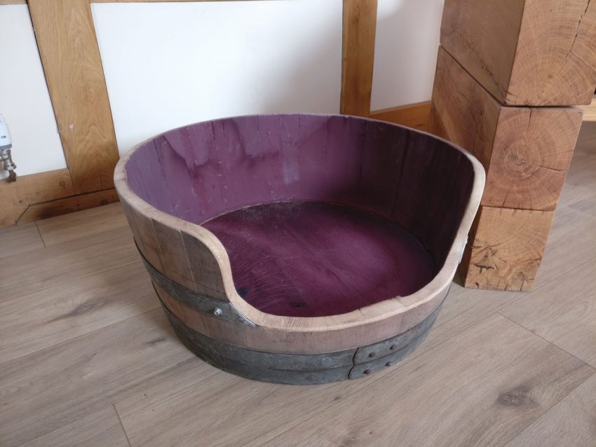 
                      
                        Wine Barrel Dog Bed - Oak Staves with Steel Bands
                      
                    