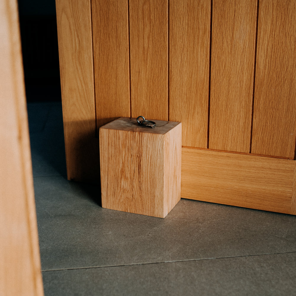 Oak Beam Door Stop with Iron Handle