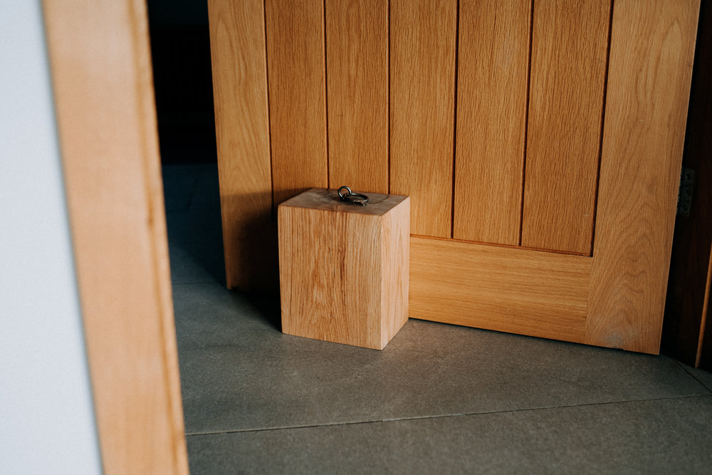 Oak Beam Door Stop with Iron Handle