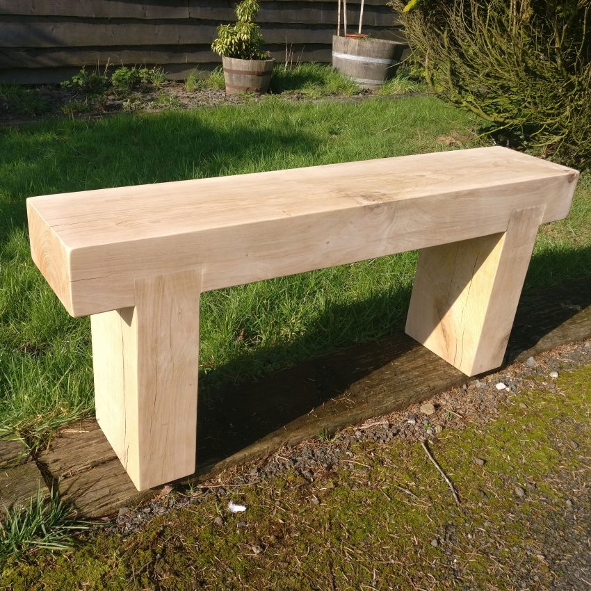 Solid Oak Beam Garden Bench