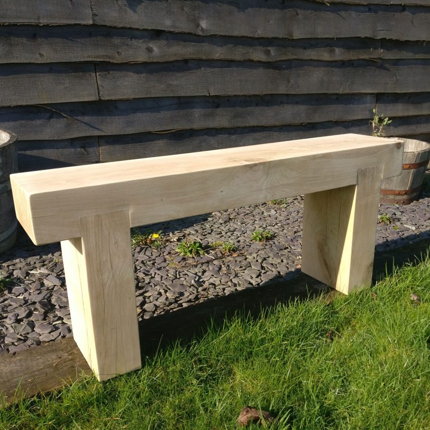 Solid Oak Beam Garden Bench