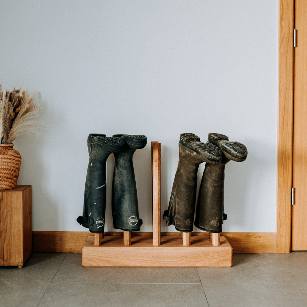 Solid Oak Welly Rack Stand