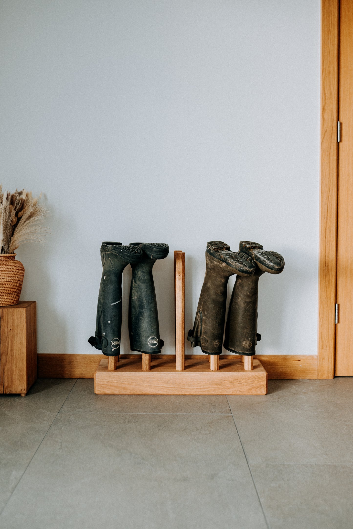 Solid Oak Welly Rack Stand